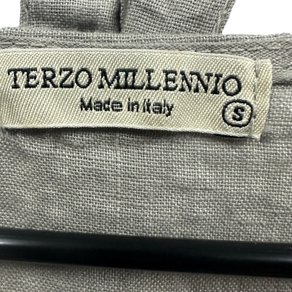 Linen Terzo Millenio Imported from Italy Gray Tie Belted Double Pocket Dress S - Picture 10 of 11